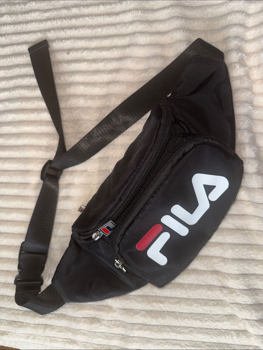Fila Black Belt Bag with White & Red Logo